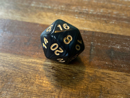 Set of 7 TTRPG Gaming Dice Dungeons & Dragons Pathfinder D20 Black Marble
