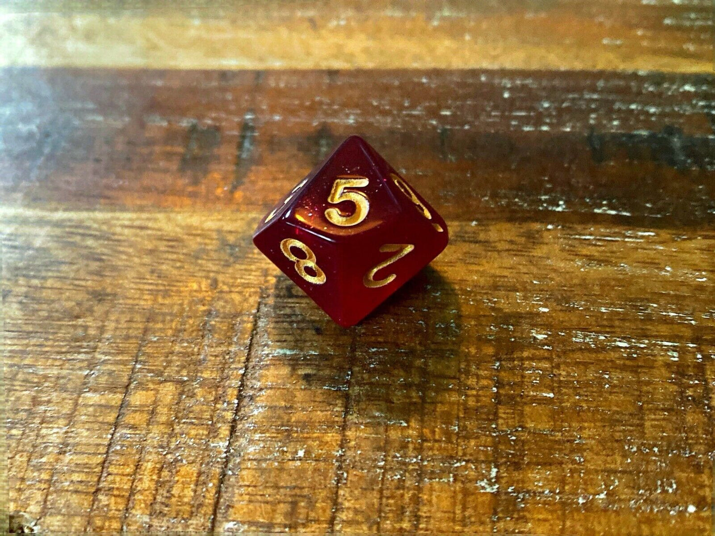 Set of 7 TTRPG Gaming Dice Dungeons & Dragons Pathfinder D20 Crimson Sparkle Red