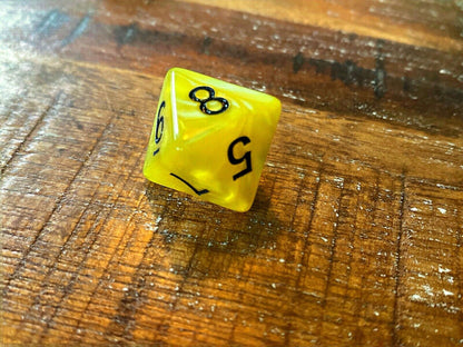 Set of 7 TTRPG Gaming Dice Dungeons & Dragons Pathfinder D20 Yellow Marble