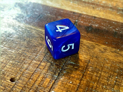 Set of 7 TTRPG Gaming Dice Dungeons & Dragons Pathfinder D20 Blue Marble White