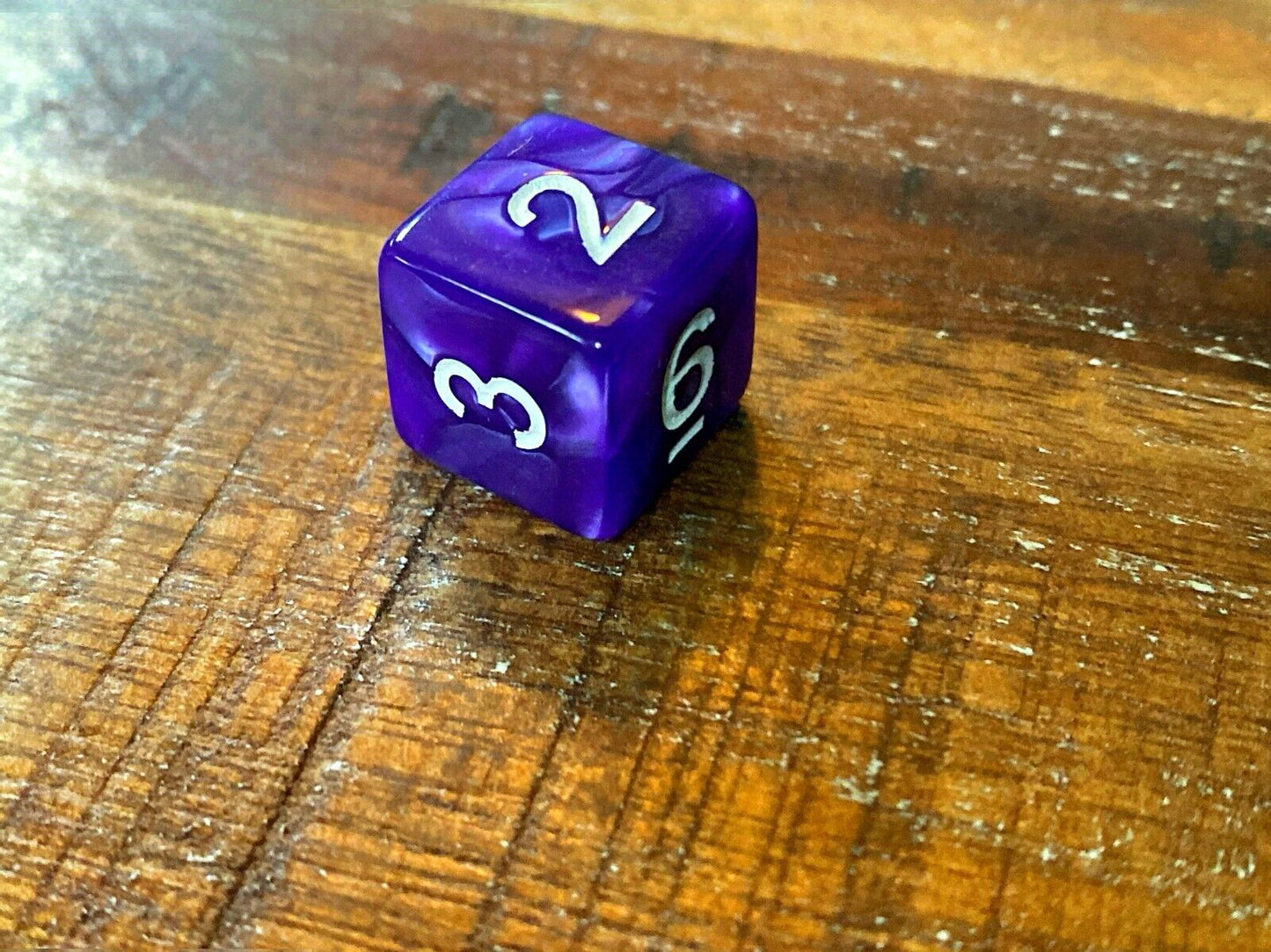 Set of 7 TTRPG Gaming Dice Dungeons & Dragons Pathfinder D20 Purple Marble White