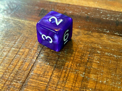 Set of 7 TTRPG Gaming Dice Dungeons & Dragons Pathfinder D20 Purple Marble White