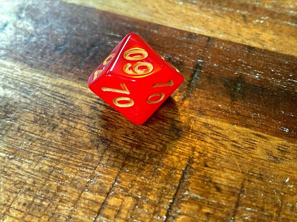 Set of 7 TTRPG Gaming Dice Dungeons & Dragons Pathfinder D20 Red Marble