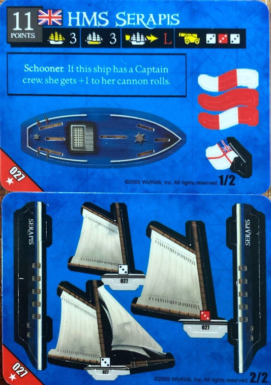 WizKids Pirates CSG of the Revolution 027 HMS Serapis Unpunched