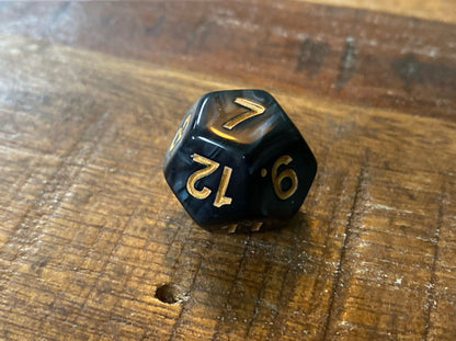 Set of 7 TTRPG Gaming Dice Dungeons & Dragons Pathfinder D20 Black Marble