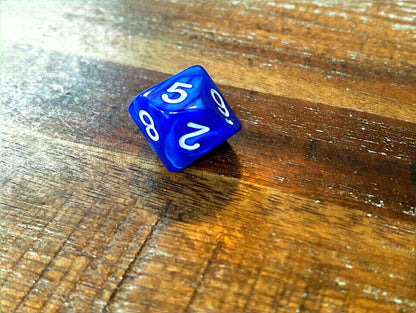 Set of 7 TTRPG Gaming Dice Dungeons & Dragons Pathfinder D20 Blue Marble White