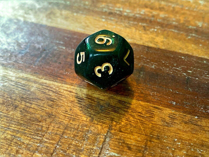 Set of 7 TTRPG Gaming Dice Dungeons & Dragons Pathfinder Forest Green Sparkle