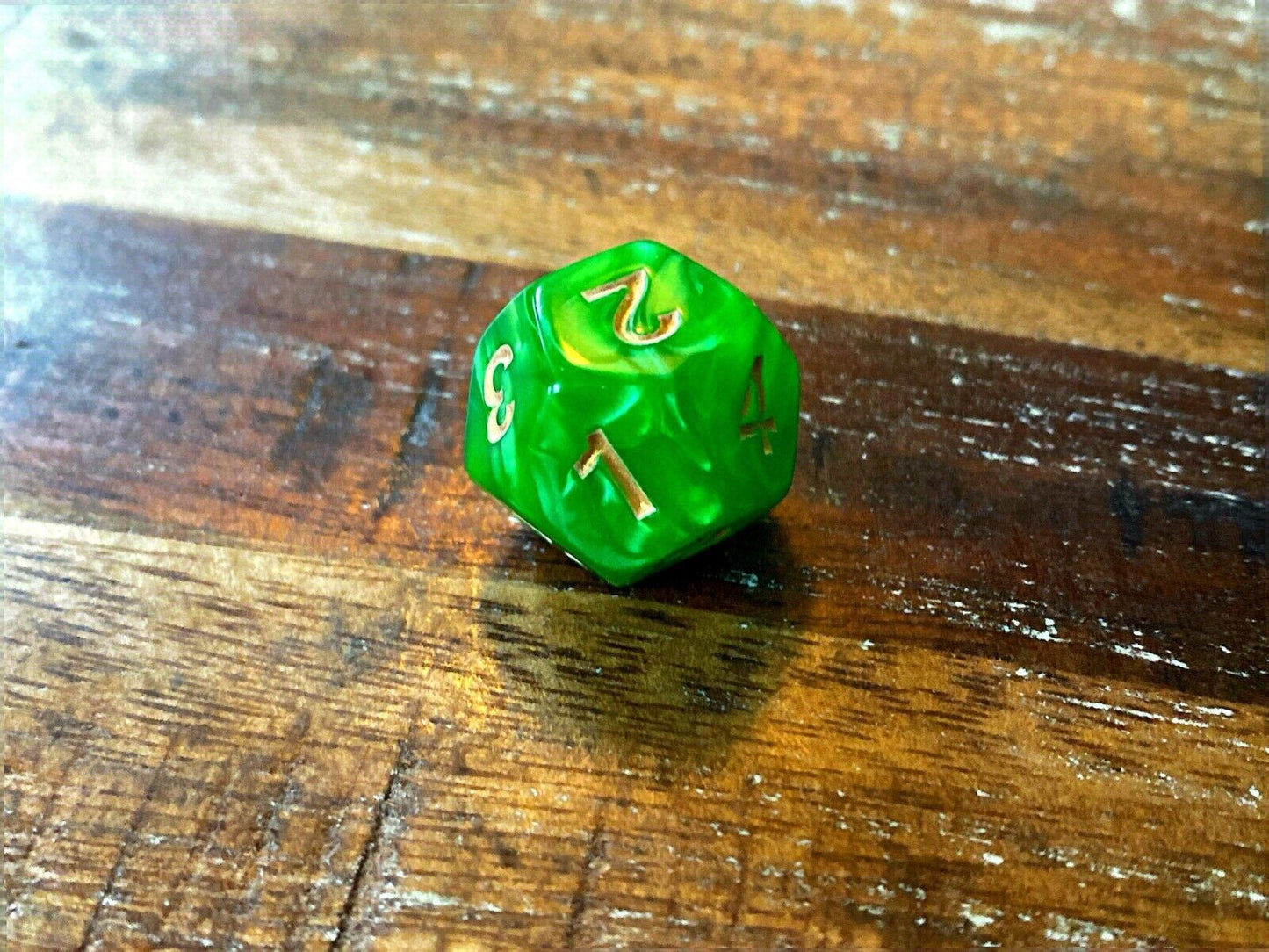 Set of 7 TTRPG Gaming Dice Dungeons & Dragons Pathfinder D20 Kelly Green Marble
