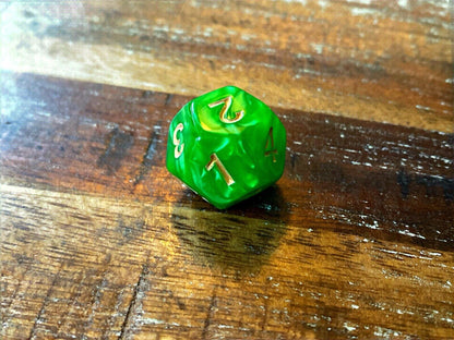 Set of 7 TTRPG Gaming Dice Dungeons & Dragons Pathfinder D20 Kelly Green Marble