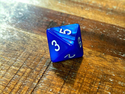 Set of 7 TTRPG Gaming Dice Dungeons & Dragons Pathfinder D20 Blue Marble White