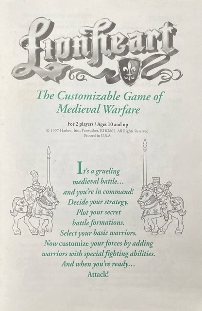 Parker Brothers Lionheart 99% Complete Medieval Warfare Strategy Game 1997
