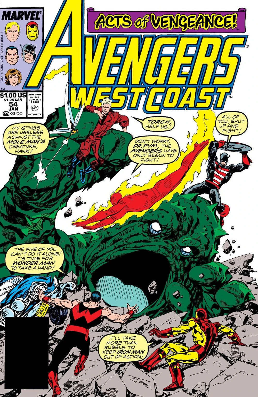 Marvel Comics Avengers West Coast #54 Copper Age 1990 Acts of Vengeance
