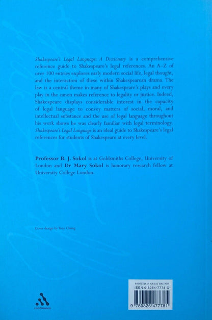 Shakespeare's Legal Language: A Dictionary by B.J. & Mary Sokol 2004 Paperback