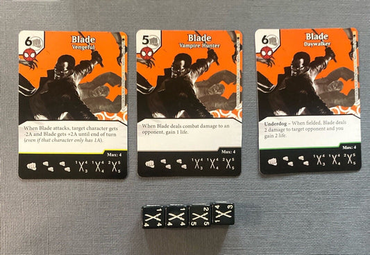 Wizkids Marvel Dice Masters Amazing Spider-Man Blade CUR Rare Set + 4 dice