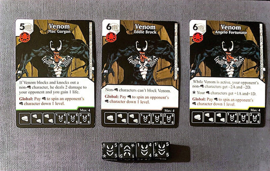 Wizkids Marvel Dice Masters Avengers vs. X-Men Venom CUR Rare Set +4 dice