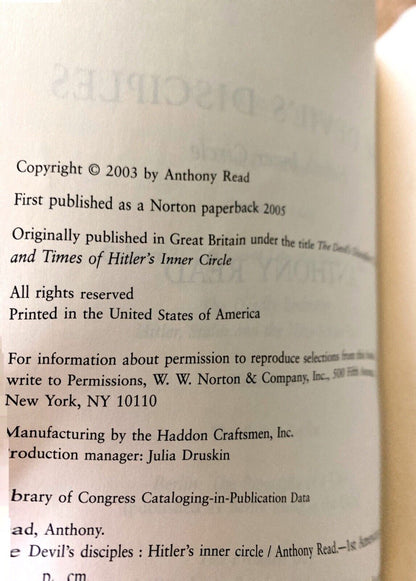 The Devil's Disciples by Anthony Read 2005 Norton Paperback