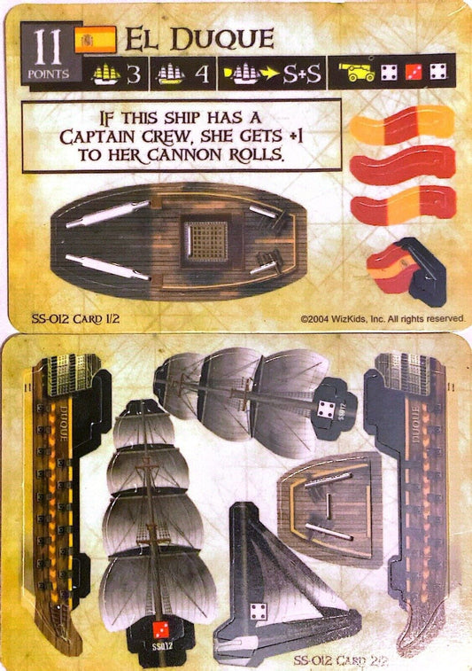 WizKids Pirates CSG of the Spanish Main SS-012 El Duque Unpunched