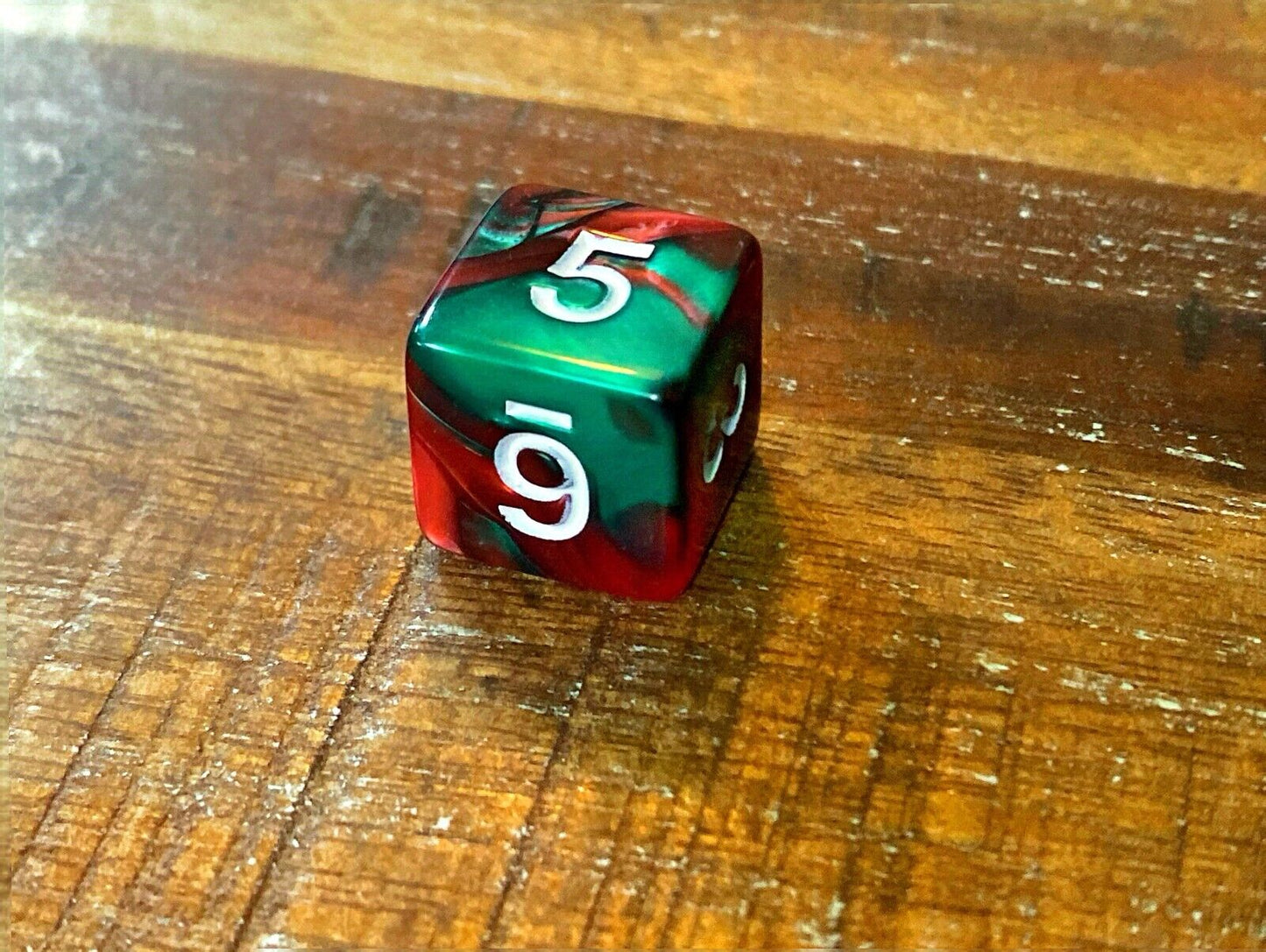 Set of 7 TTRPG Gaming Dice Dungeons & Dragons Pathfinder D20 Red Green Marble