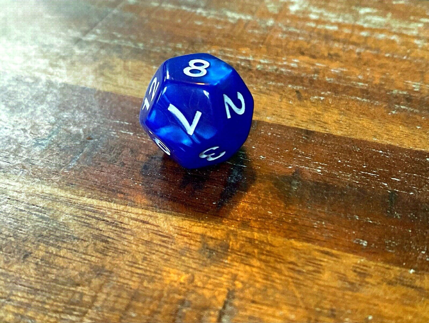 Set of 7 TTRPG Gaming Dice Dungeons & Dragons Pathfinder D20 Blue Marble White