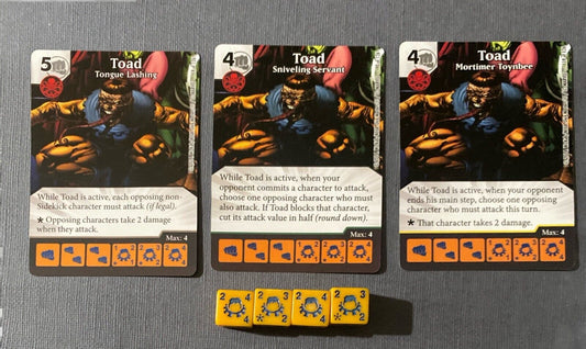 Wizkids Marvel Dice Masters Uncanny X-Men Toad CUR Rare Set +4 dice