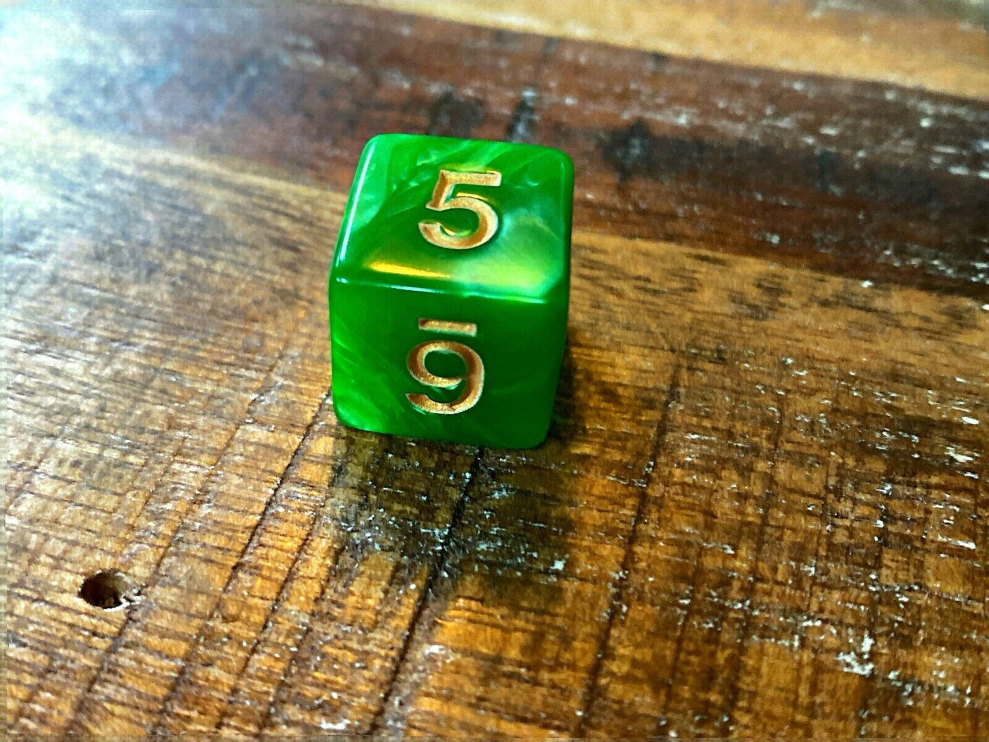 Set of 7 TTRPG Gaming Dice Dungeons & Dragons Pathfinder D20 Kelly Green Marble