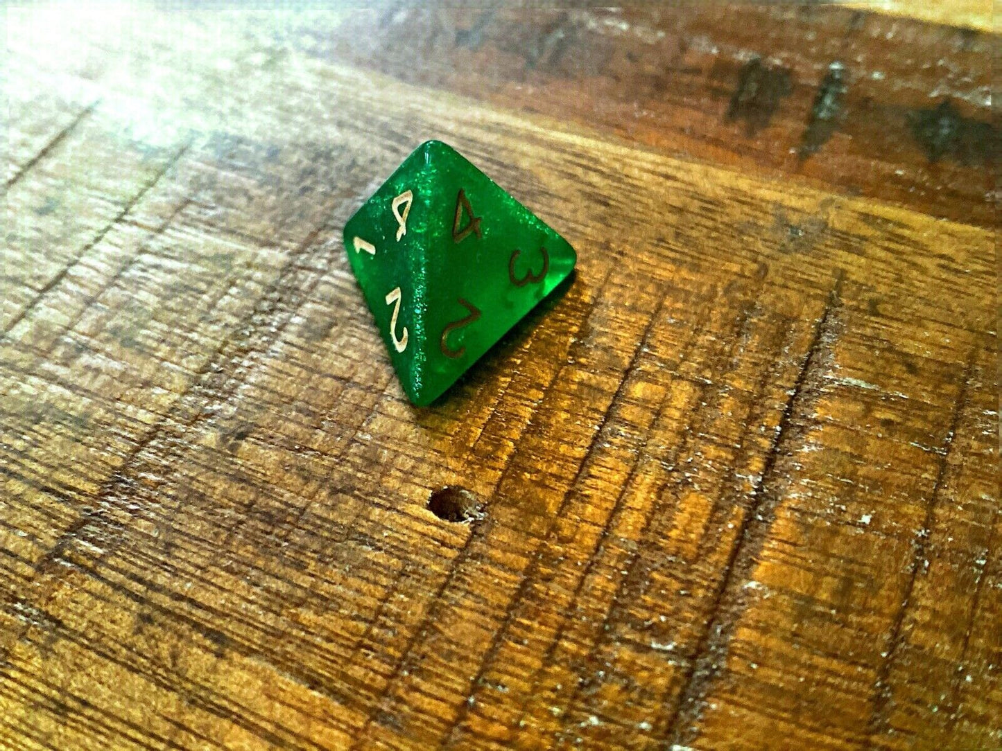 Set of 7 TTRPG Gaming Dice Dungeons & Dragons Pathfinder D20 Green Sparkle