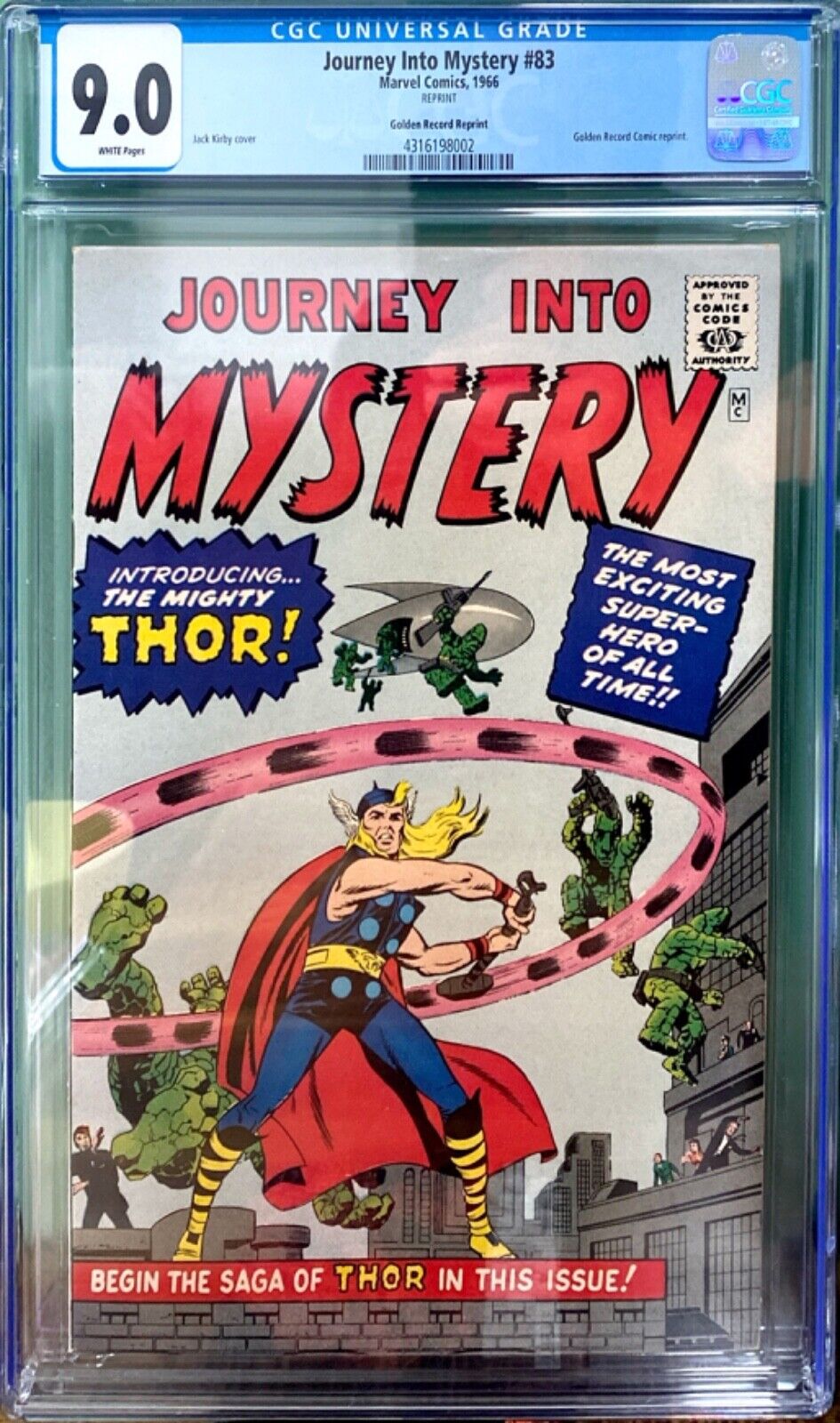 Marvel Comics Journey Into Mystery #83 Golden Record Reprint 1966 CGC 9.0 White