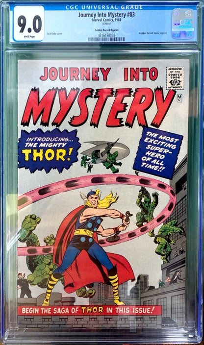 Marvel Comics Journey Into Mystery #83 Golden Record Reprint 1966 CGC 9.0 White