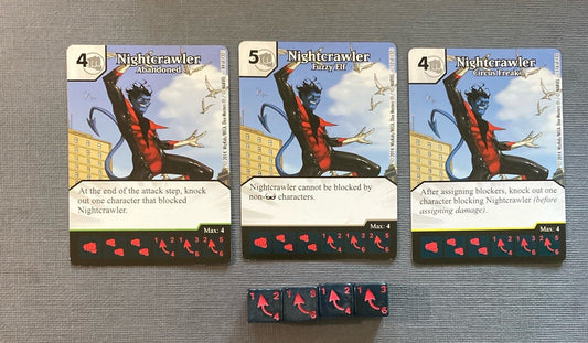 Wizkids Marvel Dice Masters Avengers vs X-Men Nightcrawler CUR Rare Set +4 dice