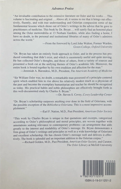 Osler: Inspirations From a Great Physician by Charles S. Bryan 1997 Oxford Press