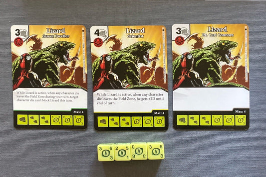 Wizkids Marvel Dice Masters Amazing Spider-man Lizard CUR Rare Set +4 dice