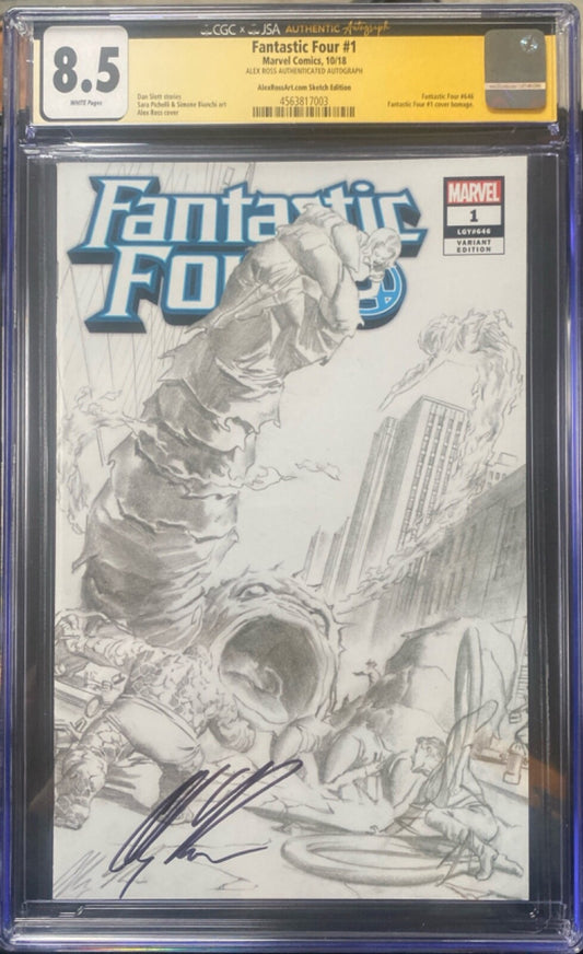 Marvel Fantastic Four #1 CGC 8.5 signed Alex Ross Store Exclusive Homage Sketch