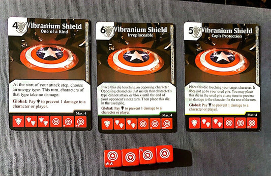 Wizkids Dice Masters Avengers vs. X-Men Vibranium Shield CUR Rare Set +4 dice