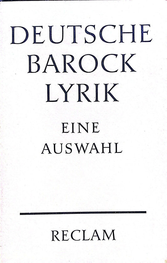 Deutsche Barock Lyrik: Eine Auswahl by Herbert Cysarz 1960 Paperback Germany