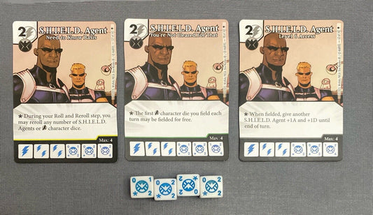 Wizkids Marvel Dice Masters Age of Ultron S.H.I.E.L.D Agent CUR Rare Set +4 dice