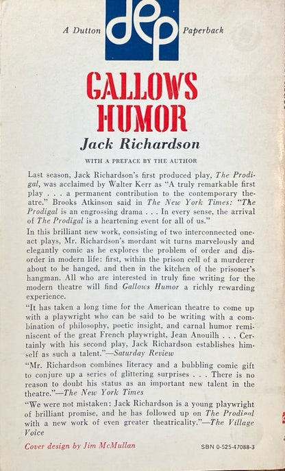 Gallow's Humor by Jack Richardson 1961 Dutton Paperback