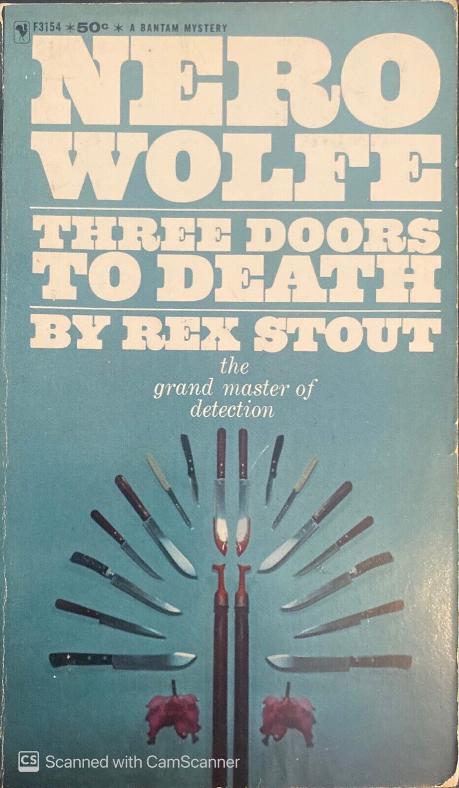 Three Doors to Death by Rex Stout 1966 Bantam F3154 Paperback Nero Wolfe