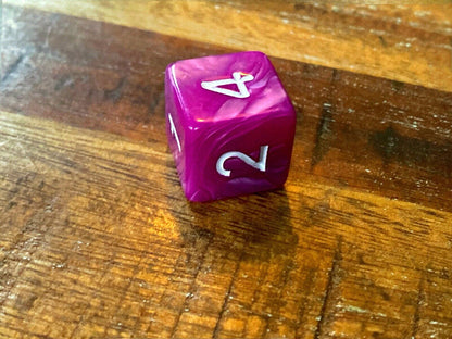 Set of 7 TTRPG Gaming Dice Dungeons & Dragons Pathfinder D20 Magenta Purple Pink