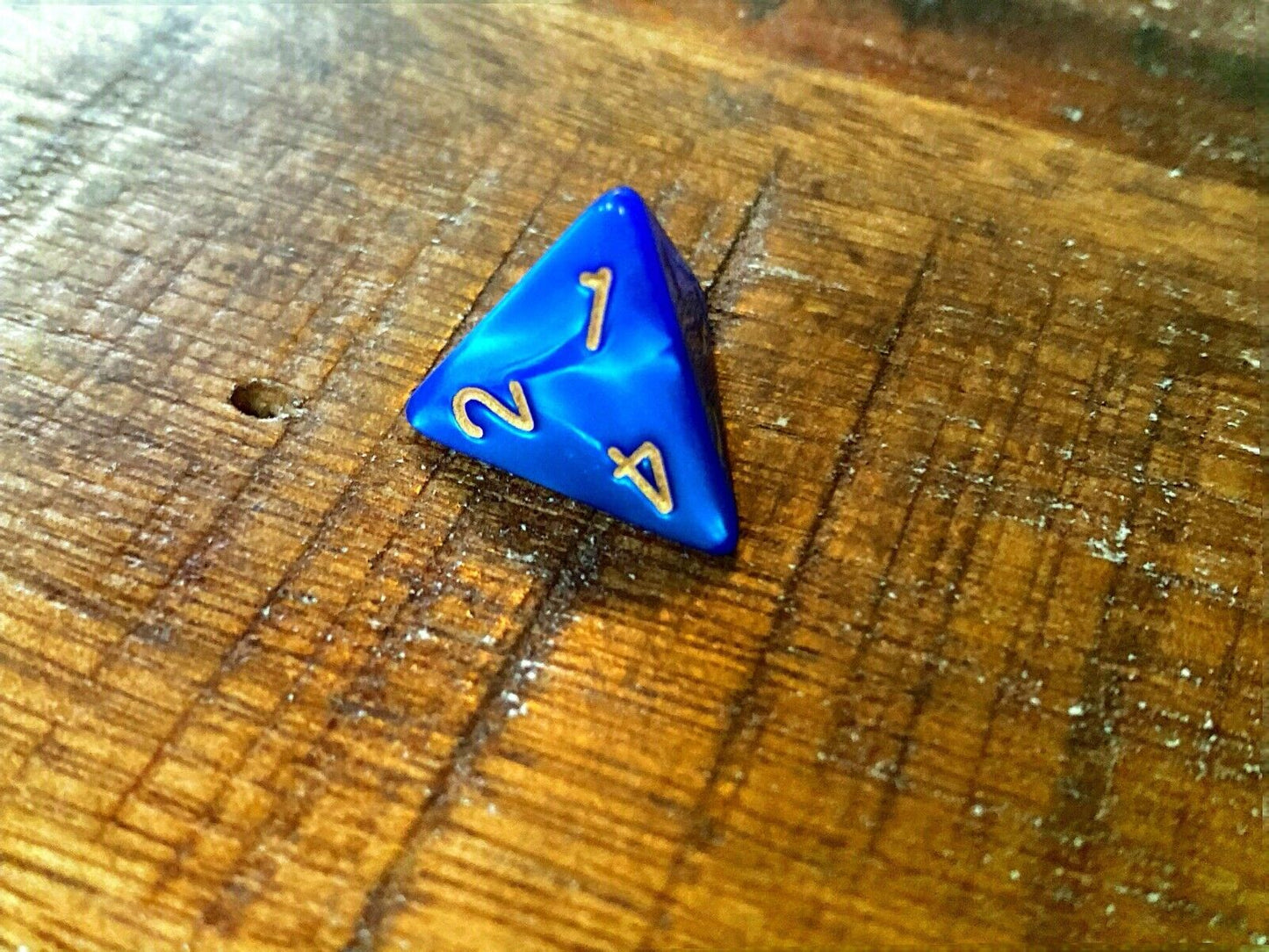 Set of 7 TTRPG Gaming Dice Dungeons & Dragons Pathfinder D20 Blue Marble Gold