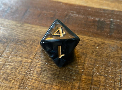 Set of 7 TTRPG Gaming Dice Dungeons & Dragons Pathfinder D20 Black Marble