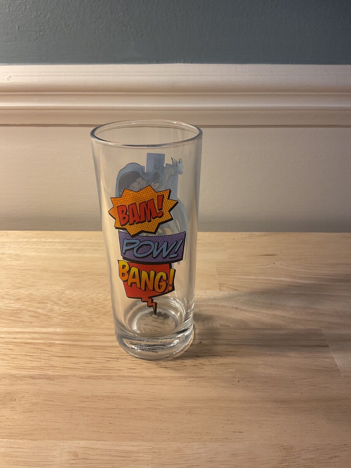 Vintage Batman Drinking Glass, Bam! Pow! Bang! DC Comics Superhero Vandor