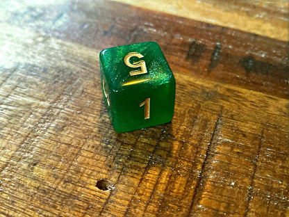 Set of 7 TTRPG Gaming Dice Dungeons & Dragons Pathfinder D20 Green Sparkle