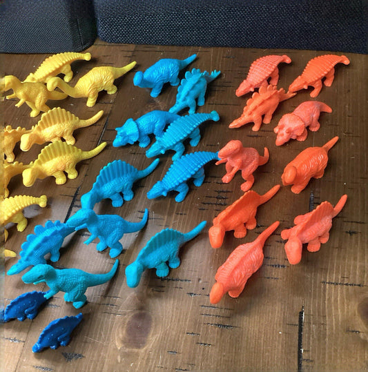 Large Lot Vintage Rubber & Plastic Dinosaurs Assorted Colors