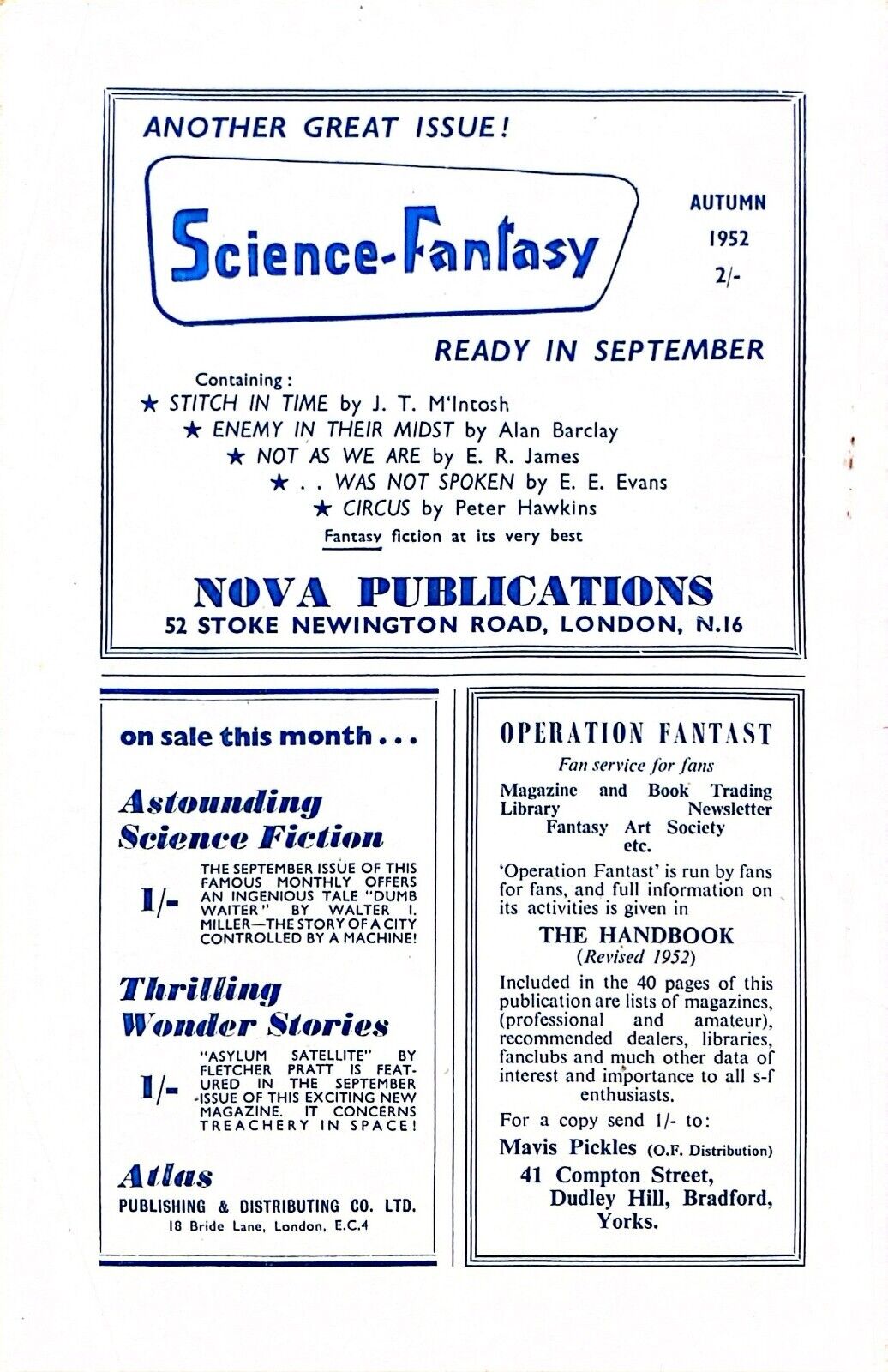 New Worlds Science Fiction Volume 6 No. 17 September 1952 Wright Chandler