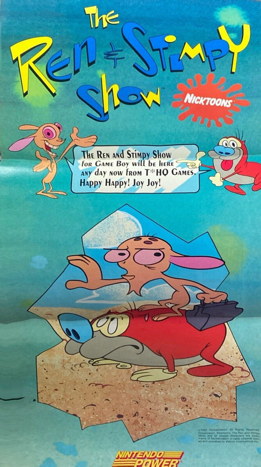 Nintendo Power Ren & Stimpy Show Insert Poster Promo Original Game Boy