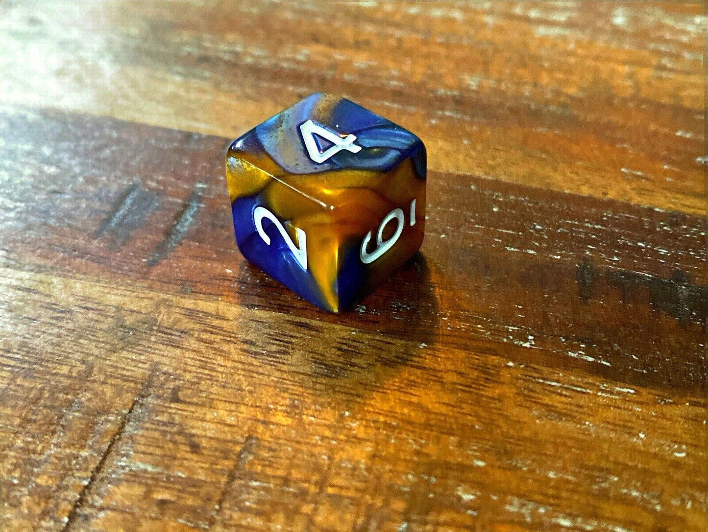 Set of 7 TTRPG Gaming Dice Dungeons & Dragons Pathfinder D20 Blue Tan Marble