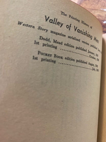 Valley of Vanishing Men by Max Brand 1949 Pocket 609 Paperback First
