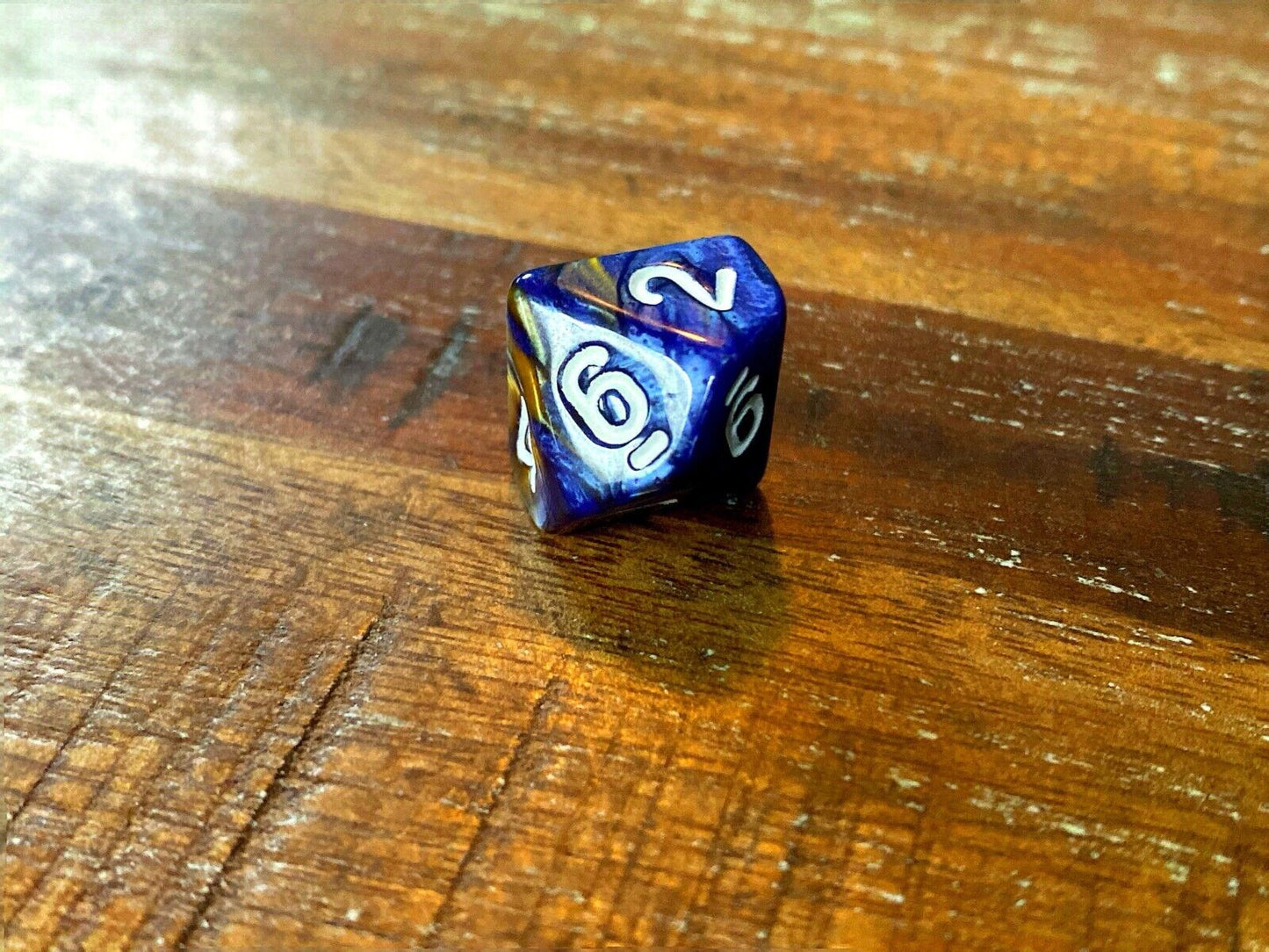 Set of 7 TTRPG Gaming Dice Dungeons & Dragons Pathfinder D20 Blue Tan Marble