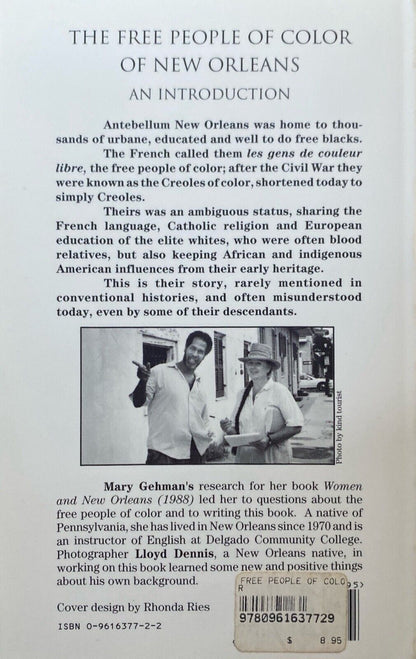 The Free People of Color of New Orleans by Mary Gehman 2003 Paperback