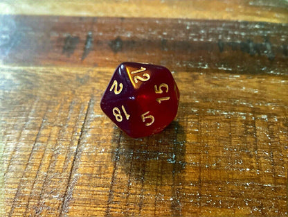 Set of 7 TTRPG Gaming Dice Dungeons & Dragons Pathfinder D20 Crimson Sparkle Red